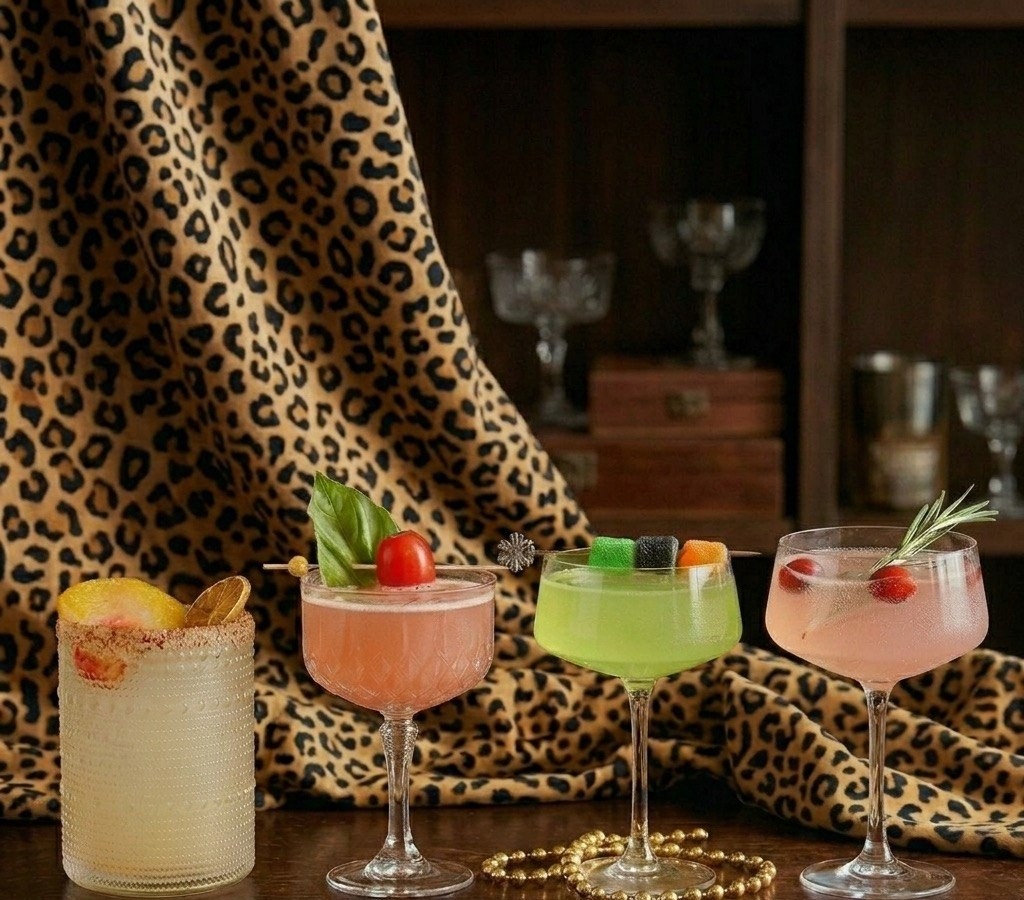 A lineup of craft cocktails at Uncle Gunter's